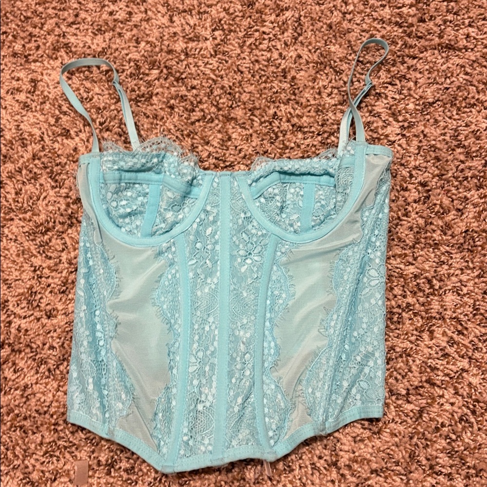 Urban Outfitters Light Blue Lace Corset Top